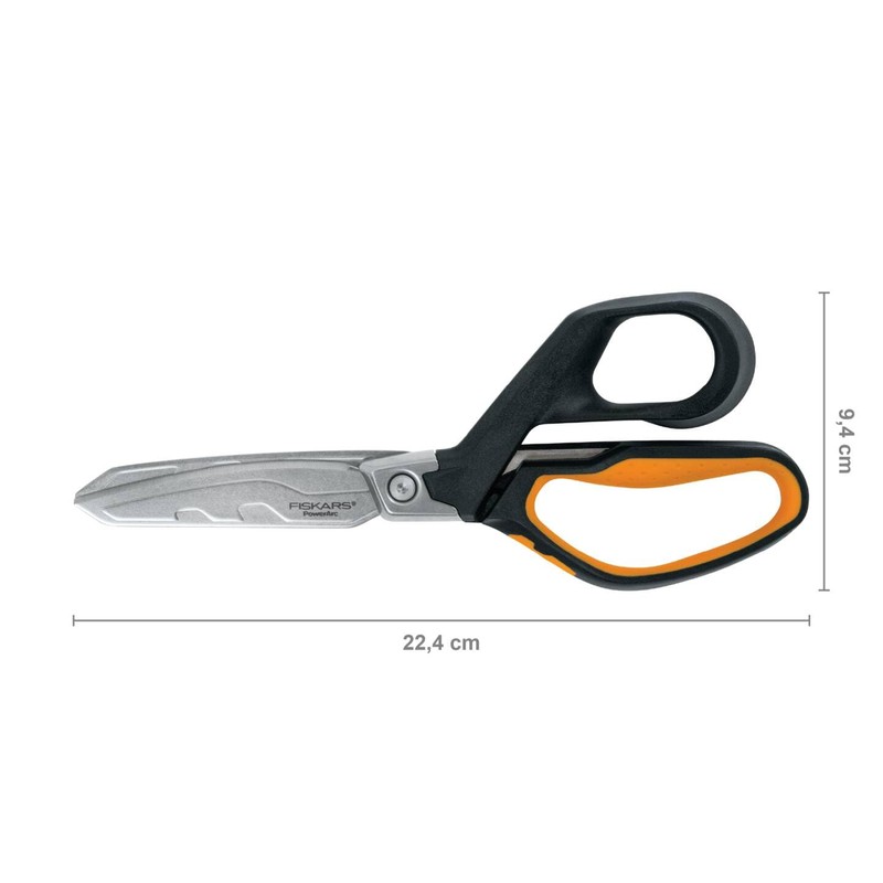 Fiskars PowerArc Heavy-Duty Scissors, Up to 30% More Power, Length