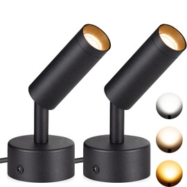 SUNVIE 2 Pack LED Spot Lights 3000K/4000K/5000K Adjustable Dimmable Floor Spotlight Lamp for Plants Decor 120V Uplighting for Artwork Wall Accent Lighting