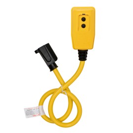 ELEGRP 15 Amp 3ft Auto Reset GFCI Extension Cord 12/3 SJTW Heavy Duty Yellow Pigtail Cable 3 Wires 3 Prongs Grounded Plug with Single Electrical Power Outlet, UL Listed