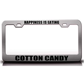 Custom Brother - Happiness is Eating Cotton Candy Food Vegetable Fruit Metal Car SUV Truck License Plate Frame Ch a5