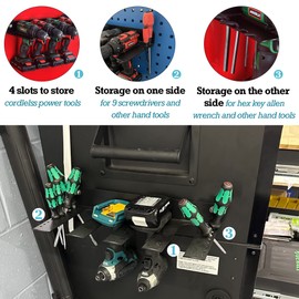 ULIBERMAGNET Power Tool Organizer, Utility Storage Rack Shelf with Screwdriver Holder,Heavy Duty Cordless Drill Holder,Removable Tool Rack Suitable for Garage, Workshop and Warehouse