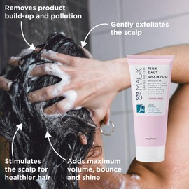 Sea Magik Natural Shampoo - SLS Free, Exfoliating and Volumising with Pink Salt Granules, Professional Spa Hair Treatment with Fragrance, Deeply Cleanses, Vegan, Cruelty Free (200g)