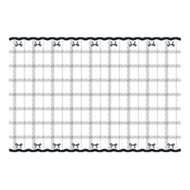 Paper Tablecloth 180 x 120 cm - Paper Tablecloth with Checked Pattern and Bows - Tablecloth Table Cover as Party Tablecloth for Birthday Anniversary Party - Party Decoration & Table Decoration - White