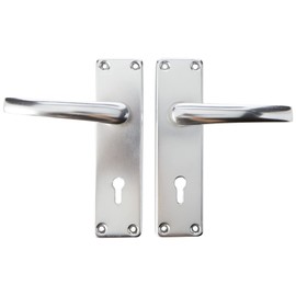 Merriway BH00002 Bright Aluminium Lock Handle Set, 150 mm (6 inch) Plate , Grey
