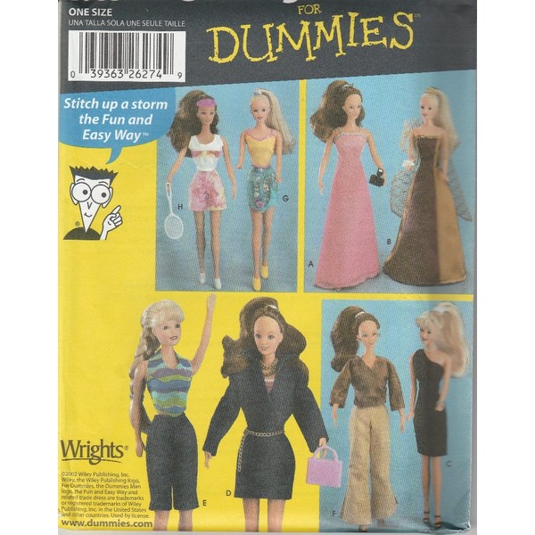 Simplicity Sewing Pattern for Dummies, 11 1/2 " Fashion Doll