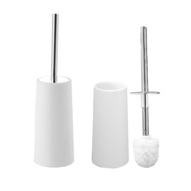 ALIMOTA 304 Juego de Cepillo de Inodoro de Acero Inoxidable, diseño de Moda, Cabeza de Cepillo de Mango Largo, decoración de baño, Duradero (Blanco)