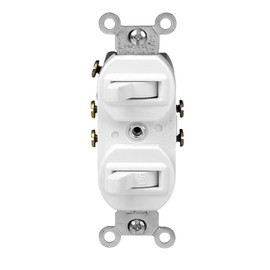 Leviton 15 Amp 120/277 Volt, Duplex Style Single-Pole/3-Way Ac Combination Switch, Commercial Grade, White, 5241-W