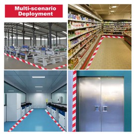 LeaGerous 4 Rolls Hazard Warning Safety Stripe Tape 2”x 36 Yards Red White Caution Tape Roll Waterproof Anti Slip Floor Marking Tape for Wall Floor Pipe Equipment Factory