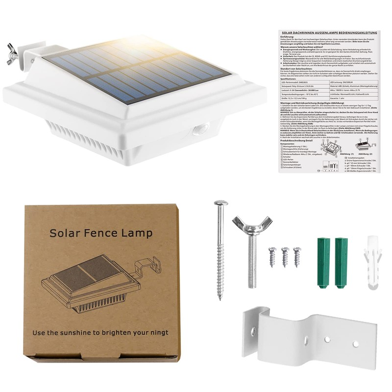UniqueFire Solar Gutter Lights Outdoor, 40 LEDs Bright Solar Powered