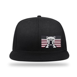 Negi Snapback Hat for Men Puerto Rican Sand Dog Flag Black Flat Black Fitted Hat Hip Hop Baseball Cap Mens Hats Snapback Adjustable Snap Button Extension, Outdoor Fisherman's Black Hat