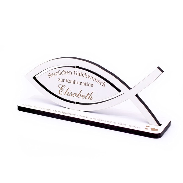 Decorative Stand Fish – Congratulations on Confirmation – with Name