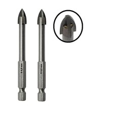 jjw-germany 2 x HM Precision Glass Drill Bit Tile Drill Diameter 6.0 mm with 4 Blades