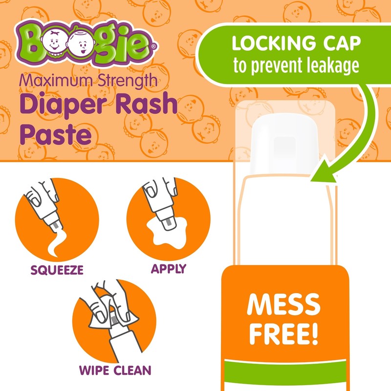 Boogie Diaper Rash Paste, Maximum Strength 40% Zinc Oxide, Mess-Free