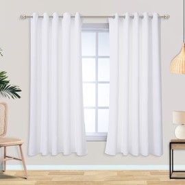 Mrs.Naturall - Cortinas blancas de 72 x 63 pulgadas de largo para sala de estar, 2 paneles cortinas opacas para oscurecer habitación