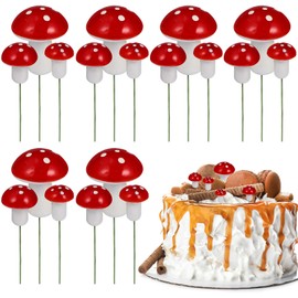 TOYANDONA Baby Decor 30 Pcs Mini Mushrooms Foams Mushroom Cupcake Toppers Food Picks Dessert Decoration Spring Summer for Shower Birthday Woodland Party Decoration Birthday Cupcake Topper