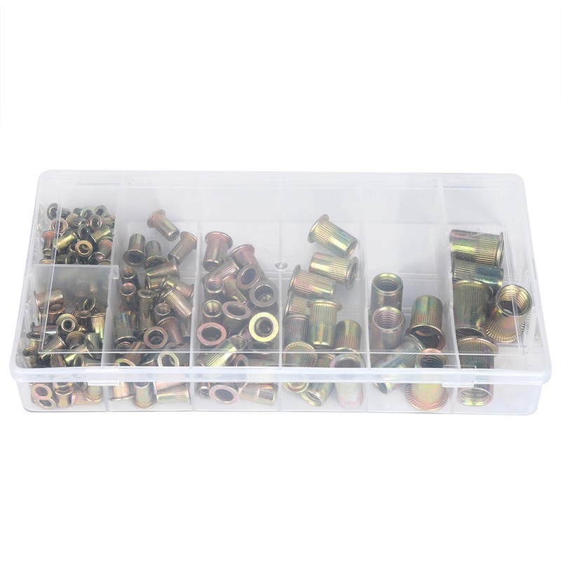 165PCs Rivet Nuts Set Hardware Fastener Hand Tools Knurled Industrial