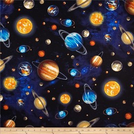 Robert Kaufman Stargazers Planets Royal Fabric By The Yard