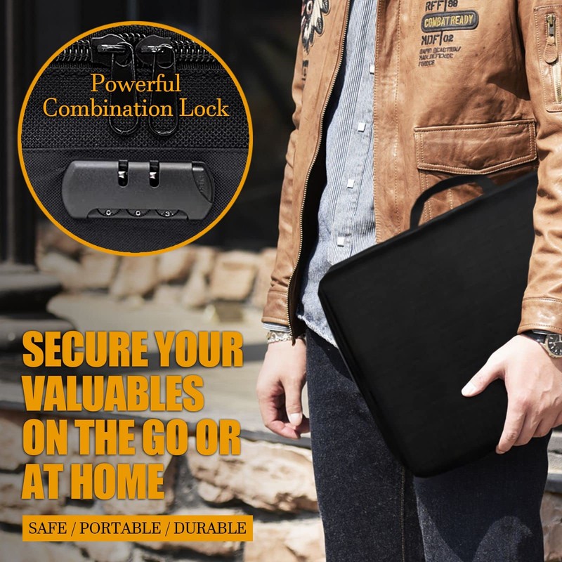 Qukbeto Fireproof Document Box,Important Document Organizer with Lock,Lockable Sentry Safe