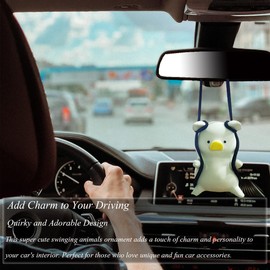 Super Cute Swinging Duck Car Mirror Decor - Fun Car Ornament & Dashboard Accessory for Rearview Mirror - Perfect Car Decoration & Stylish Car Accessory (Pig)