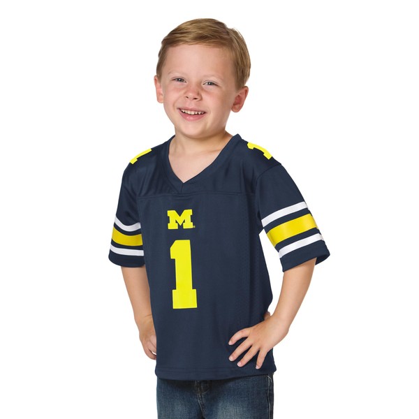 Little King Little King NCAA Toddler-Touchdown Pass-Team Football Jersey-Michigan-Navy #1-4T