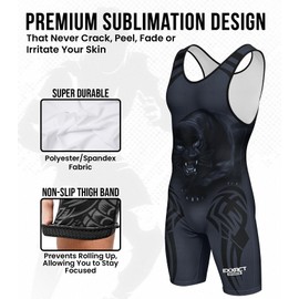Exxact Sports Sublimated Youth Wrestling Singlet For Boys, Premium Powerlifting Singlet, Kids Wrestling Singlets For Training (YS, Black Panther)