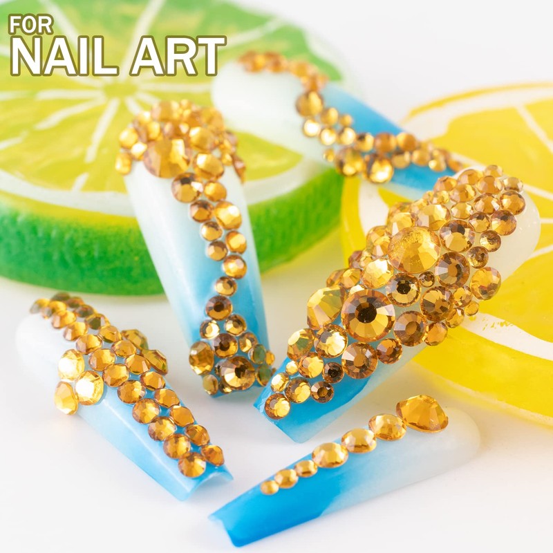 One Pack 2000 Pcs of Flatback Round Golden Yellow Rhinestones