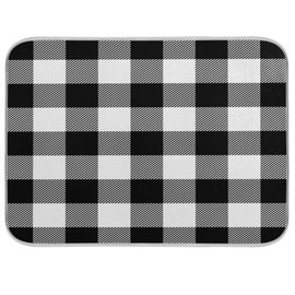 White and Black Buffalo Plaid Dish Drying Mat 18x24 for Kitchen Classic Buffalo Check Dishes Pad Dish Drainer Rack Mats Absorbent Fast Dry Kitchen Accessories