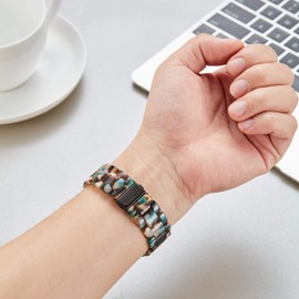 BINLUN Resin Watch Straps 12 14 16 18 20 22 mm for Women Replacement Watch Band 14 Colors Ladies Wrist Strap Smart Watch Bracelets, Oil Painting Green,14mm