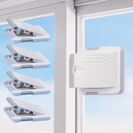 Todays Kids Sliding Glass Door Lock (4 Pack) - Child Proof Lock for Sliding Door, Easy to Install Sliding Window Lock - Strong Adhesive Sliding Door Security Lock, Window Locks & Sliding Door Lock