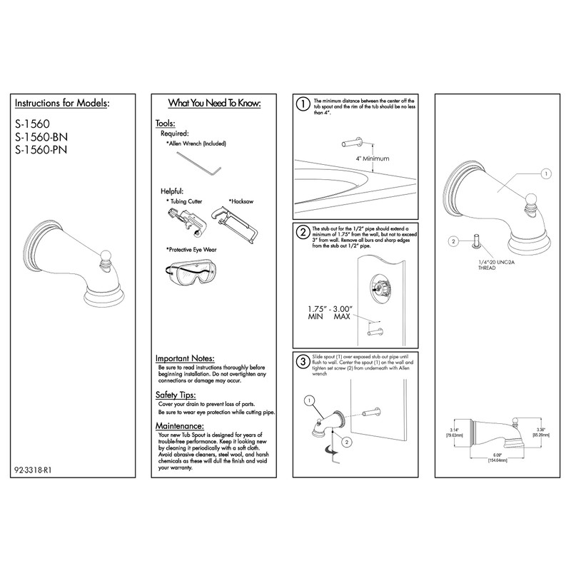 Speakman S-1560 Alexandria Bathtub Spout with Diverter for Stylish Bathroom