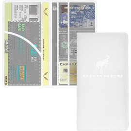 Customized for Bronco acessories 2/4door, registration and insurance holder premium Pu, Bronco accessories 2024 2023 2022 2021 with glove box organizer Black - Color: White