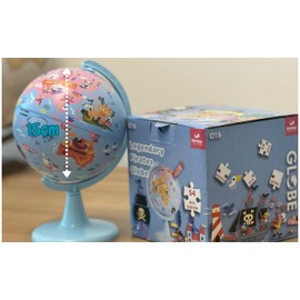 TOPGLOBE 15CM Globe “Legendary Pirates” with 54pcs Puzzles. Rotating, Spinning, Playing, Finding Out About Pirates and World Map