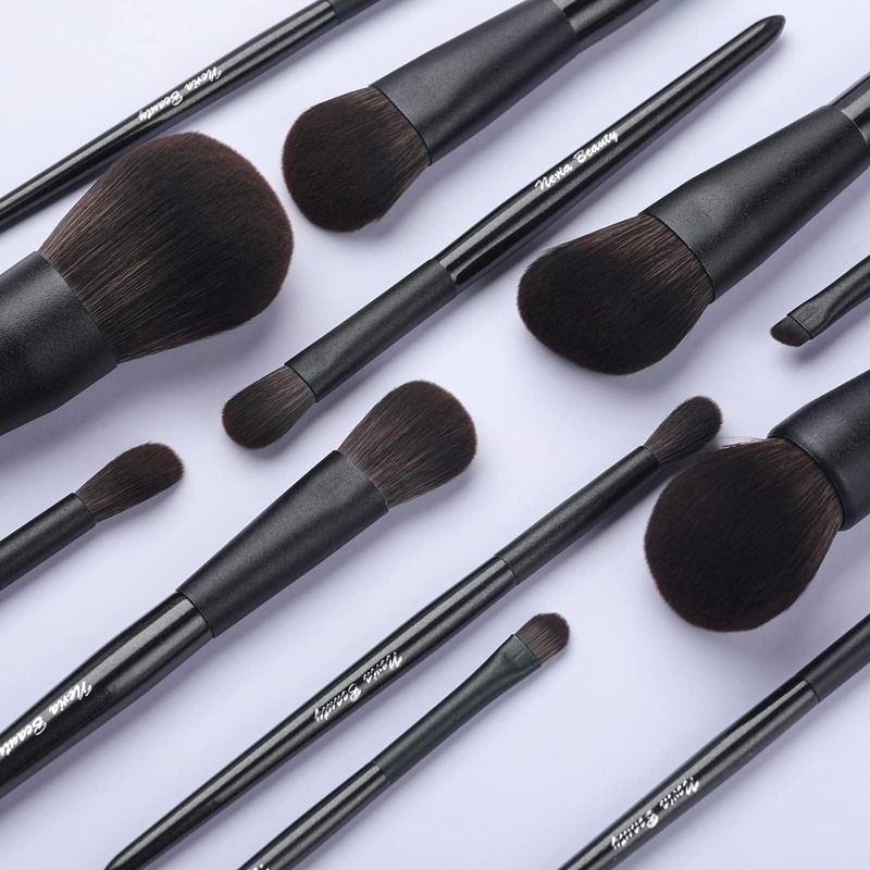 EVRCHGIEA Makeup Brush Sets, 12 PCS Wood Handle Soft Synthetic