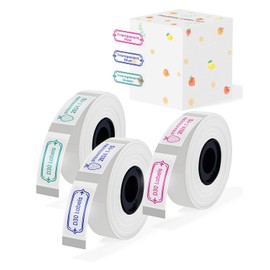 D30 Label Maker Tape - Color Fonts on Clear/Transparent D30 Labels, Self-Adhesive, Compatible with Phomemo D30, 14mm x 30mm (0.55" x 1.18"), 210 Labels/Roll, 3 Rolls (Red x 1, Blue x 1, Green x 1)