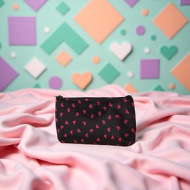 Seadiquiet Red Outdoor Travel Storage Cosmetic Bag,Heart Dot Print Toiletry Wash Organize Multifunctional Makeup Bag,Portable Travel Cosmetic Bag Makeup Case