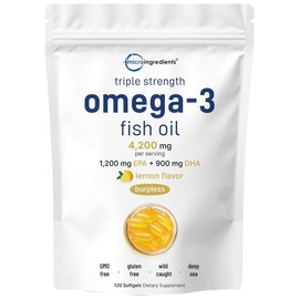 Micro Ingredients Triple Strength Omega 3 Fish Oil Supplements 4200mg Per Serving:_240-Softgel