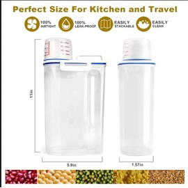 2 contenedores de almacenamiento de cereales, contenedor de arroz de 11 x 5.9 x 1.57 pulgadas dispensador de cereales de plástico almacenamiento grueso de arroz, caja de almacenamiento de frijoles