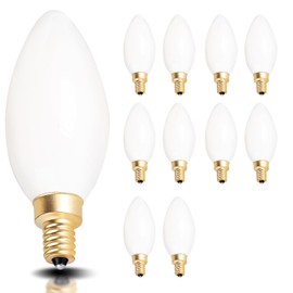 CRLight 6W 3000K Smooth Dimmable LED Candelabra Bulb Soft White, 60W Equivalent 600LM, E12 LED Light Bulbs, B11 Candle Milky Pearl White Glass Chandelier Bulbs, 10 Pack