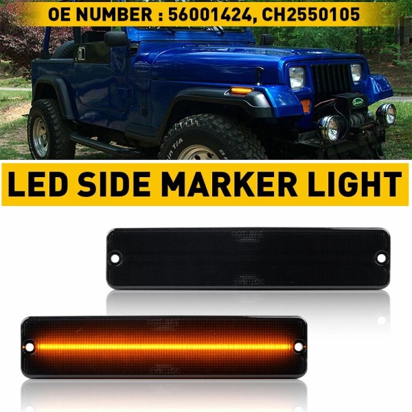 car_replace_partx For 1987-1995 Jeep Wrangler YJ Amber LED Front Side