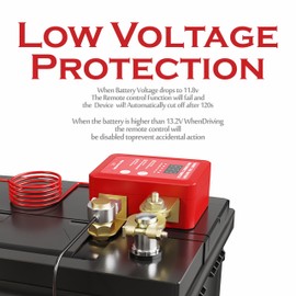 Remote Battery Disconnect Switch with LED Voltage Display, 12V Kill Switch, Auto Power Shut Off, Remote Control for Car, Truck, Boat