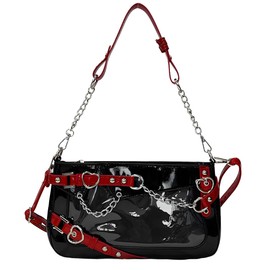 RILGOU Y2K Vintage Grunge Gothic Kawaii Insert Pin Display Rivet Studded Chain Adjustable Cross-Body Bag Ita Bag