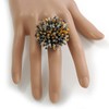 40mm Diameter/Hematite/Gold/Transparent Acrylic/Glass Bead Daisy Flower Flex Ring - Size