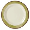 G.E.T. 10.5" Green/Ivory Heavy-Duty Wide Rim Melamine Plastic Dinner Plate