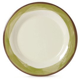 G.E.T. 10.5" Green/Ivory Heavy-Duty Wide Rim Melamine Plastic Dinner Plate (Set of 4)