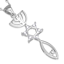 My Daily Styles Messianic Seal Necklace Pendant 925 Sterling Silver Cubic Zirconia