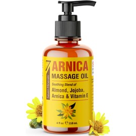 Seven Minerals Arnica Sore Muscle Massage Oil for Massage Therapy - 4 oz - Ideal for Professional or at-Home Body Massage.