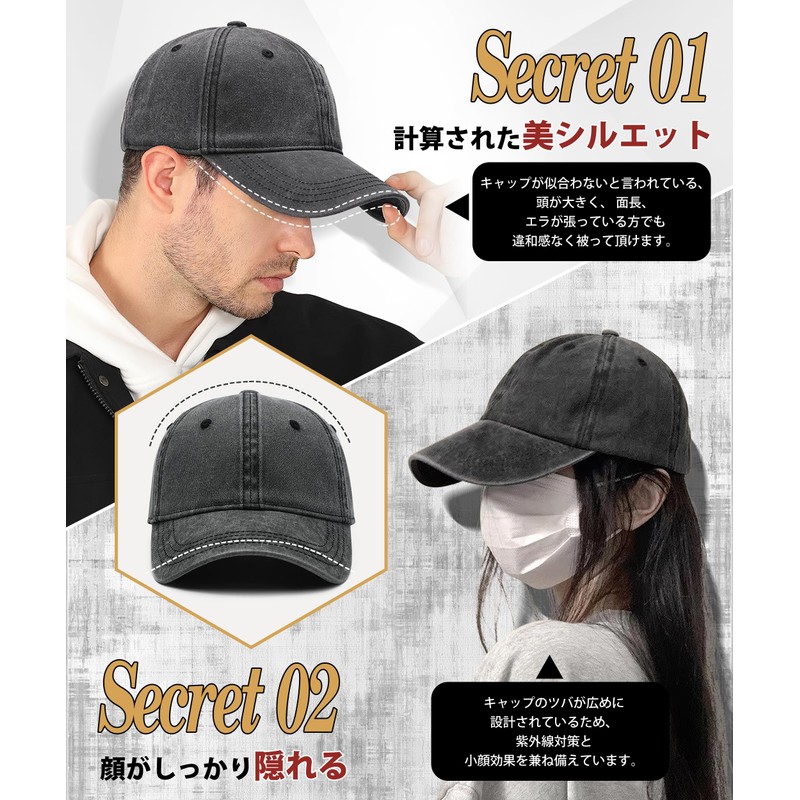 GAOTEK Oversized 58-65cm Cap, Men's Large Size Hat [UPF50+・Shade Measurement・Fully