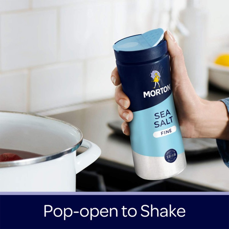 Morton Sea Salt, Fine, (17.6 oz), 12-Pack, All-Natural, Perfect for