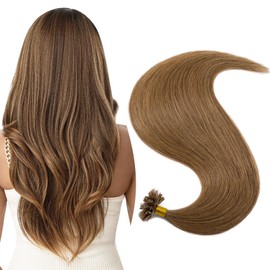 UK-Fashion-Shop Real Hair Bondings 45 cm U-Tip Human Hair Remy Real Hair Extensions Bondings 1 g/50 Strands - Light Brown #6