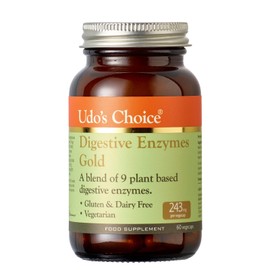Udo's Choice Digestive Enzymes Gold - High Strength, New Formula - 9 Plant Based Digestive Enzymes - Vegetarian, Gluten Free & Dairy Free - 60 Vegecaps - One a Day